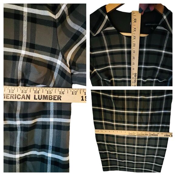 Banana Republic Green Plaid Sheath Dress Small Pockets Academia Work Career Punk - Picture 8 of 9